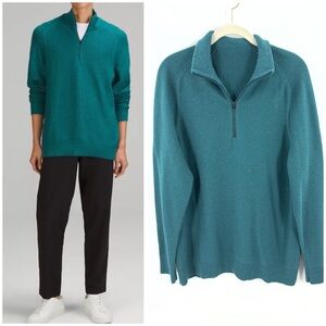 Lululemon Half Zip Sweater Mens Medium Textured Knit Organic Sporty Casual Cozy